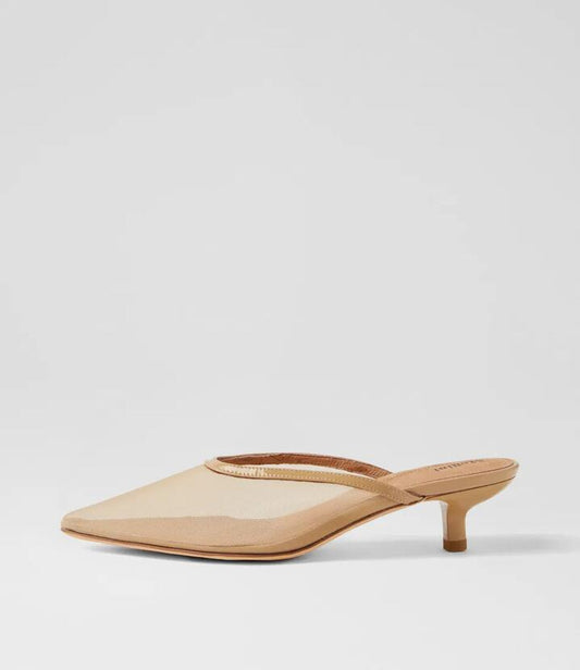Image of Sandals. Productname: Celeb Camel Patent Mesh Mules in CAMEL-CAMEL colour by brand - MOLLINI