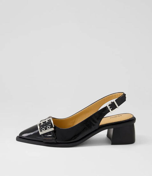 Image of Heels. Productname: Glint Black Patent Leather Heels in BLACK colour by brand - MOLLINI