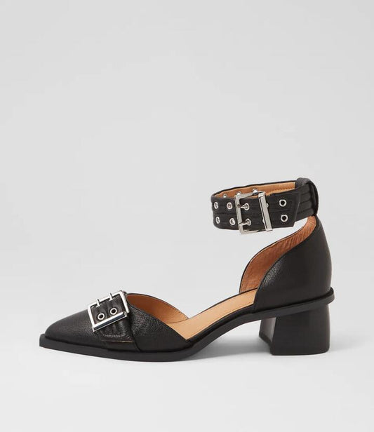 Image of Heels. Productname: Glazi Black Leather Heels in BLACK colour by brand - MOLLINI