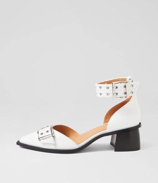 Image of Heels. Productname: Glazi White Leather Heels in WHITE colour by brand - MOLLINI