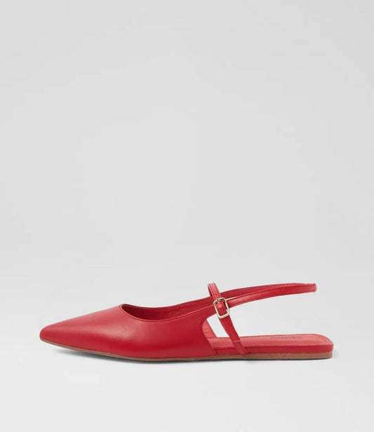 Image of Footwear. Productname: Madon Red Leather Flat Shoes in RED colour by brand - MOLLINI