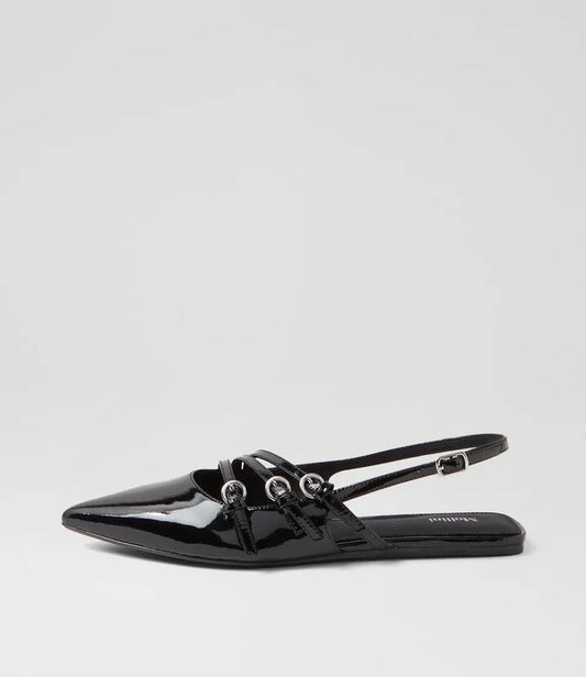 Image of Footwear. Productname: Moena Black Patent Leather Flat Shoes in BLACK colour by brand - MOLLINI
