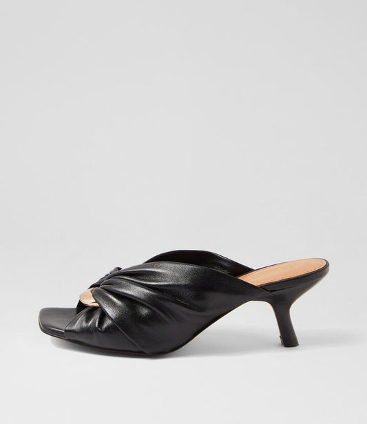 Image of Sandals. Productname: Halcyon Black Leather Sandals in BLACK colour by brand - MOLLINI