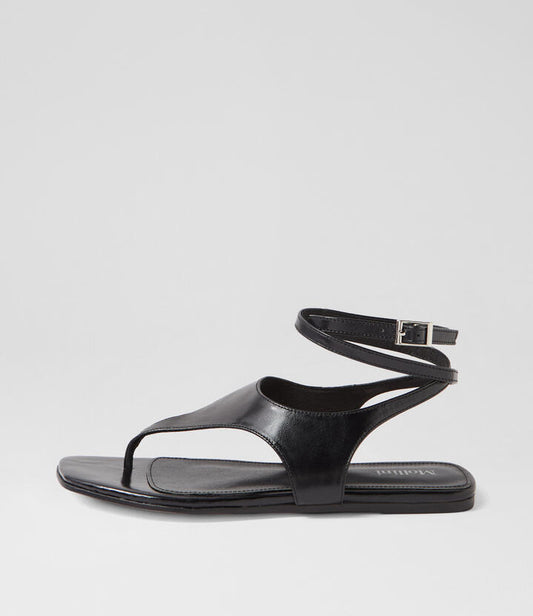 Image of Sandals. Productname: Lyrix Black Shine Leather Sandals in BLACK colour by brand - MOLLINI
