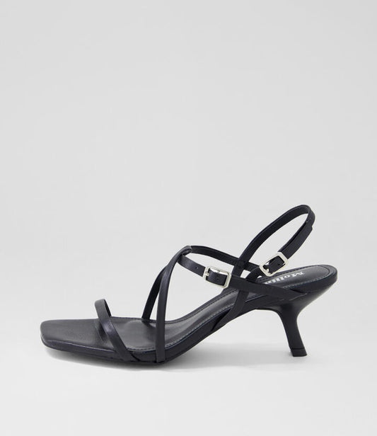 Image of Sandals. Productname: Hunee Black Leather Sandals in BLACK colour by brand - MOLLINI