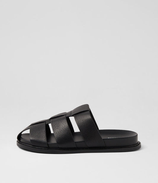 Image of Sandals. Productname: Vivia Black Leather Mules in BLACK-BLACK SOLE colour by brand - MOLLINI