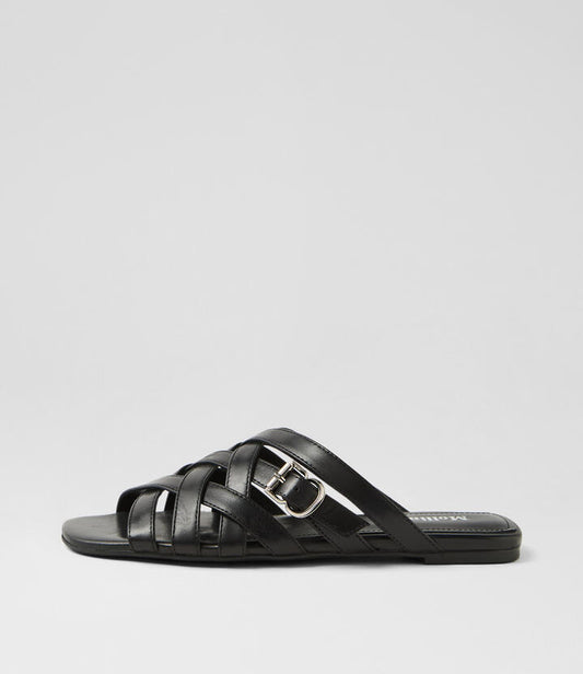 Image of Sandals. Productname: Raze Black Leather Sandals in BLACK colour by brand - MOLLINI