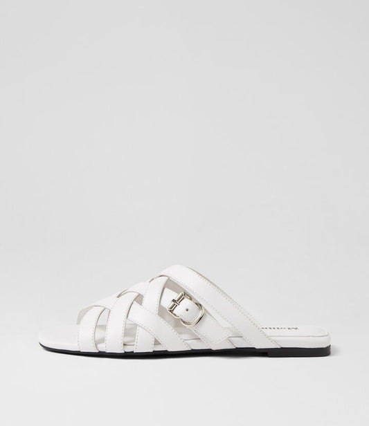 Image of Sandals. Productname: Raze White Leather Sandals in WHITE colour by brand - MOLLINI