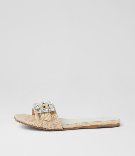 Image of Slippers. Productname: Lidya Natural Woven Slides in NATURAL colour by brand - MIDAS
