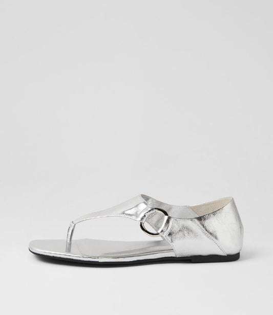 Image of Sandals. Productname: Rowed Silver Crush Leather Thongs in SILVER CRUSH colour by brand - MIDAS