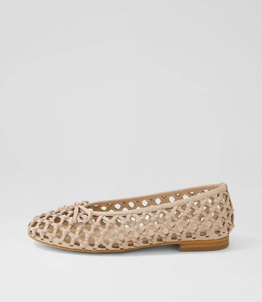 Image of Shoes. Productname: Benga Nude Leather Ballet Flats in Nude colour by brand - MIDAS