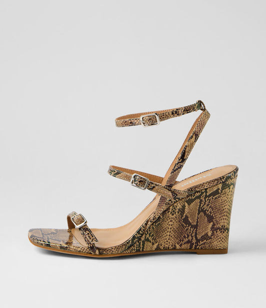 Image of Sandals. Productname: Alynda Taupe Snake Sandals in TAUPE colour by brand - MOLLINI