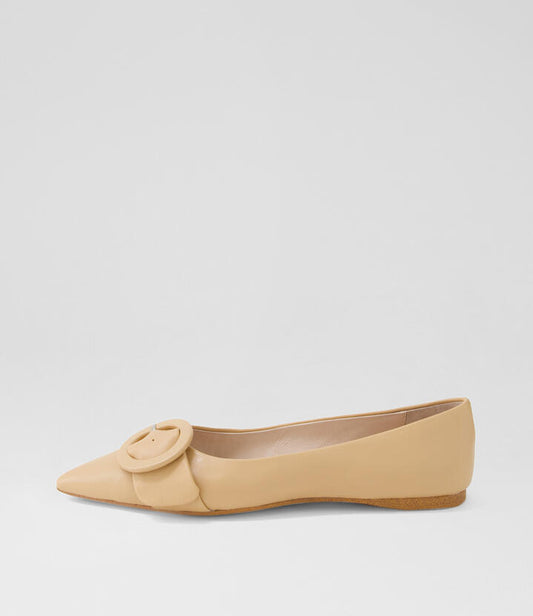 Image of Footwear. Productname: Fiv Light Nude Leather Ballet Flats in LIGHT NUDE colour by brand - MOLLINI
