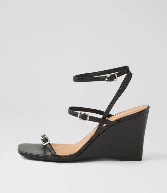 Image of Sandals. Productname: Alynda Black Leather Sandals in BLACK colour by brand - MOLLINI