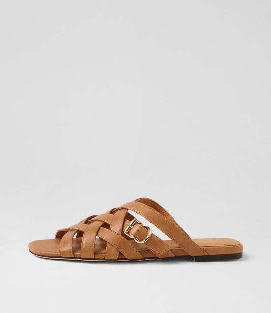 Image of Sandals. Productname: Raze Tan Leather Sandals in TAN colour by brand - MOLLINI