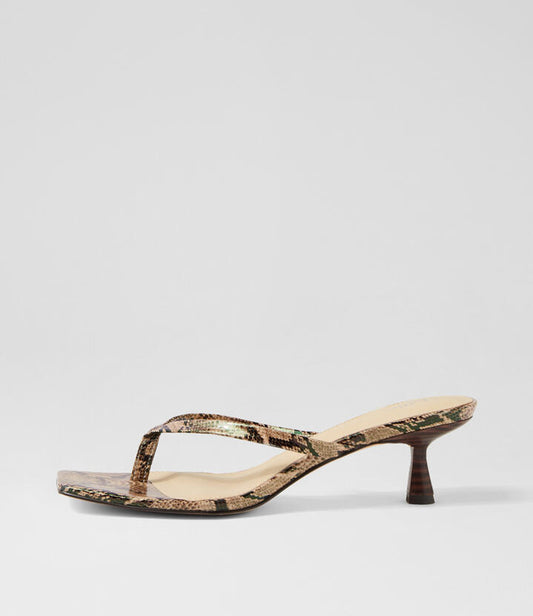 Image of Sandals. Productname: Tidbit Taupe Snake Sandals in TAUPE colour by brand - MOLLINI