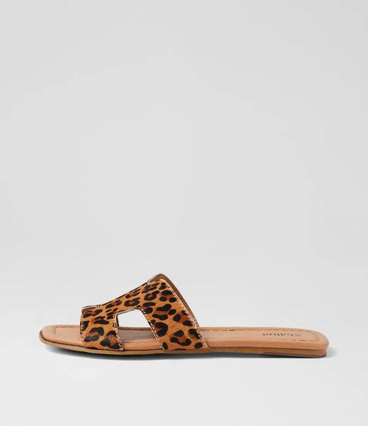 Image of Slippers. Productname: Leamon Leopard Pony Slides in LEOPARD colour by brand - MOLLINI