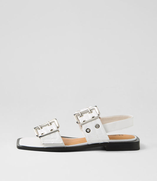 Image of Sandals. Productname: Savina White Patent Leather Sandals in WHITE colour by brand - MOLLINI