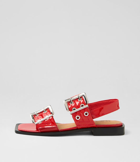Image of Sandals. Productname: Savina Red Patent Leather Sandals in RED colour by brand - MOLLINI