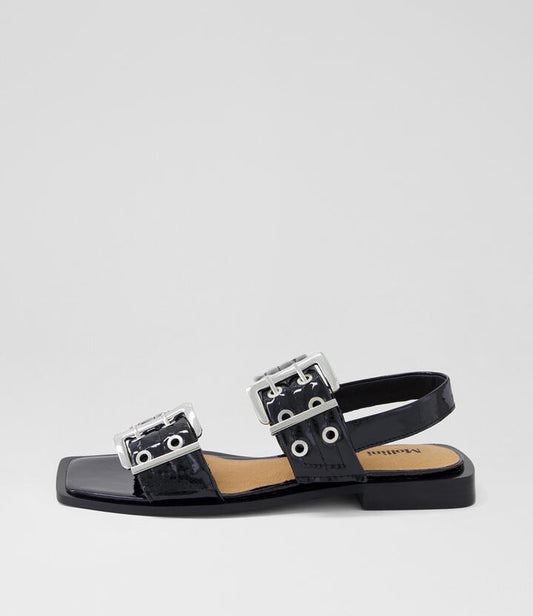 Image of Sandals. Productname: Savina Black Patent Leather Sandals in BLACK colour by brand - MOLLINI