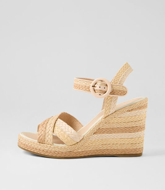 Image of Sandals. Productname: Erzza Natural Multi Synthetic Raffia Sandals in NATURAL MULTI colour by brand - MIDAS