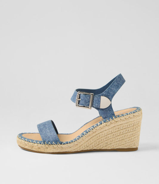 Image of Sandals. Productname: Gabrill Blue Denim Leather Sandals in BLUE DENIM colour by brand - MIDAS