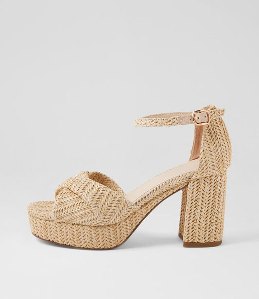 Image of Sandals. Productname: Volla Vanilla Synthetic Raffia Sandals in VANILLA colour by brand - MIDAS