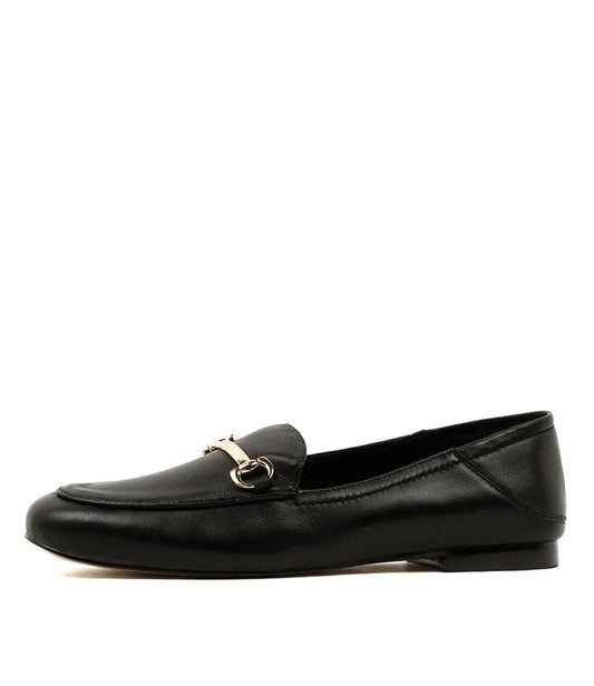 Image of Flats. Productname: Ginnas Black Leather Loafers in BLACK colour by brand - MIDAS