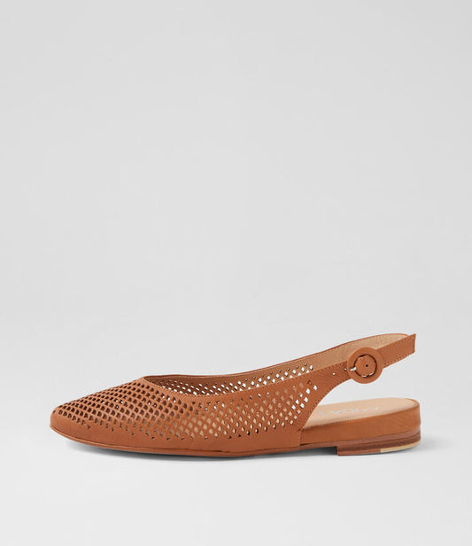 Image of Footwear. Productname: Filoy Dark Tan Leather Flat Shoes in DK TAN colour by brand - MIDAS