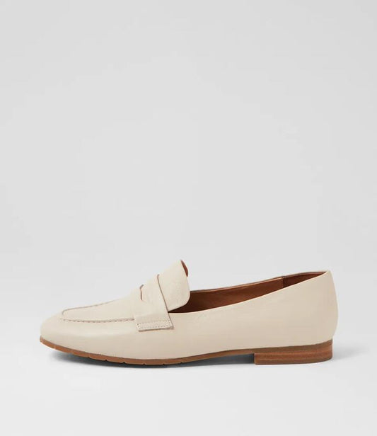 Image of Flats. Productname: Melika Milk Leather Loafers in MILK colour by brand - MIDAS