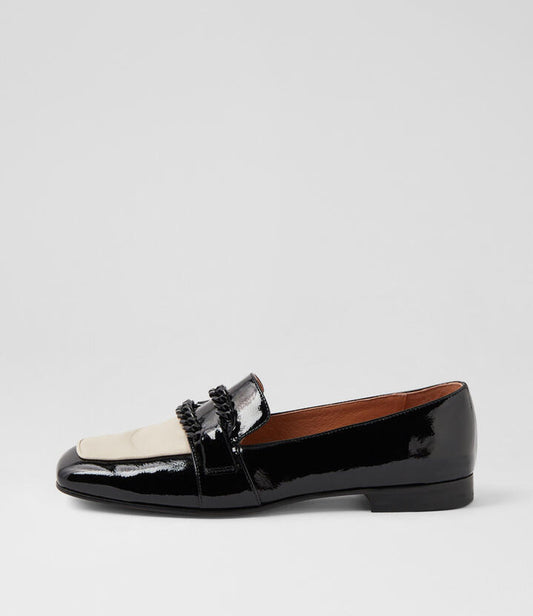 Image of Flats. Productname: Potisar Black Milk Patent Leather Loafers in BLACK-MILK colour by brand - MIDAS