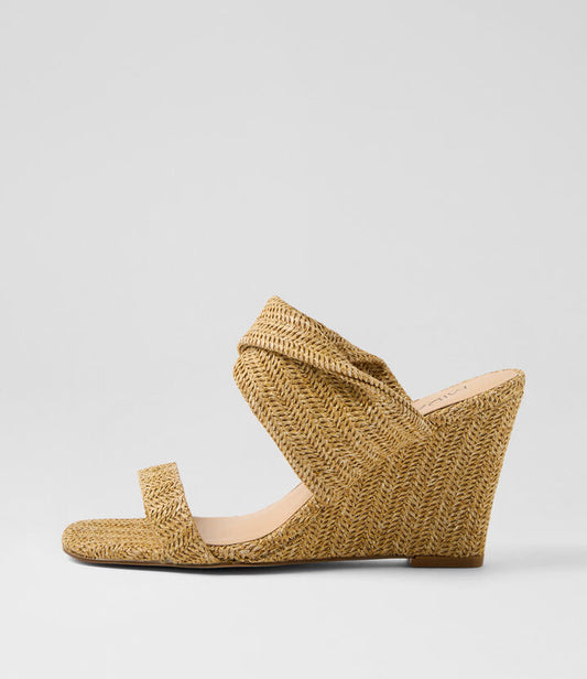 Image of Sandals. Productname: Ketay Natural Synthetic Raffia Sandals in NATURAL colour by brand - MIDAS