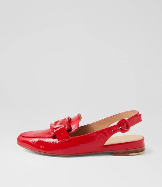 Image of Flats. Product name - Favil New Red Patent Leather Loafers in New Red colour by brand - MIDAS