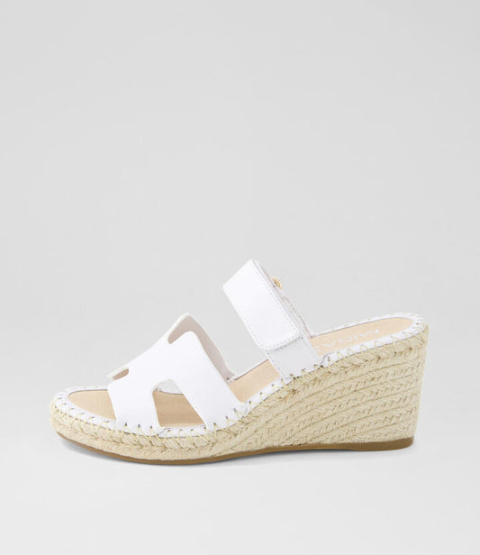 Image of Sandals. Productname: Gorya White Leather Sandals in WHITE colour by brand - MIDAS