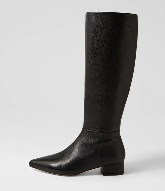 Image of Boots. Productname: Theboot Black Leather Knee High Boots in BLACK colour by brand - MOLLINI
