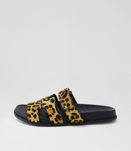 Image of Slippers. Productname: Holnes Leopard Pony Slides in LEOPARD colour by brand - MIDAS
