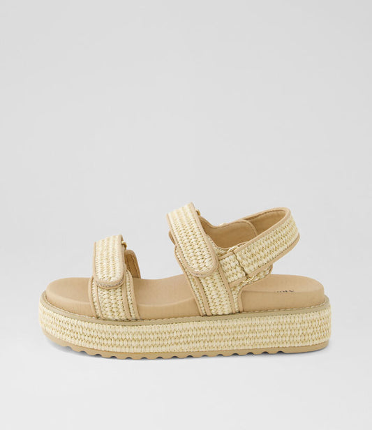 Image of Sandals. Productname: Bridgett Natural Woven Sandals in Natural colour by brand - MOLLINI