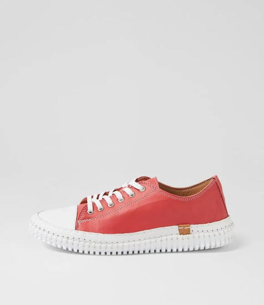 Image of Sneakers. Productname: Jittery Spiced Coral Leather Sneakers in SPICED CORAL colour by brand - MIDAS