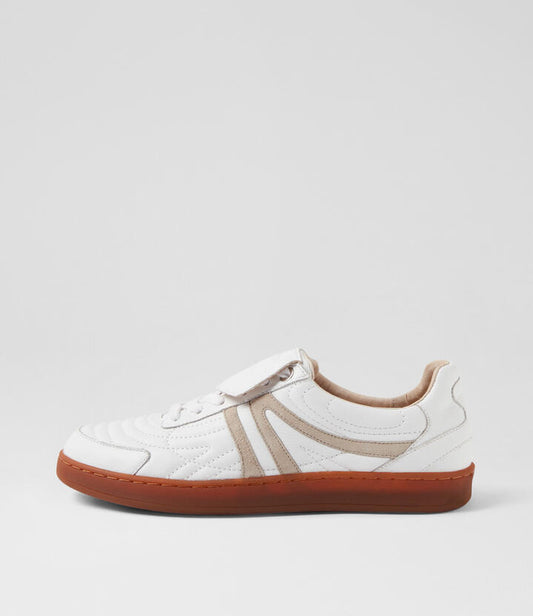 Image of Sneakers. Productname: Qallan White Grey Leather Suede Sneakers in WHITE-GREY colour by brand - MIDAS