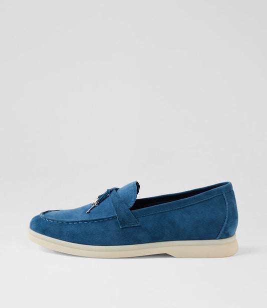Image of Flats. Productname: Lydon Light Navy Suede Loafers in LT NAVY colour by brand - MIDAS