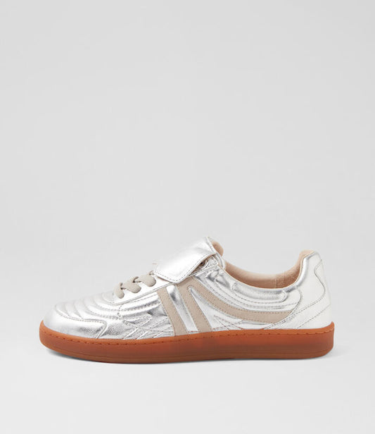 Image of Sneakers. Productname: Qallan Silver Grey Leather Suede Sneakers in SILVER-GREY colour by brand - MIDAS