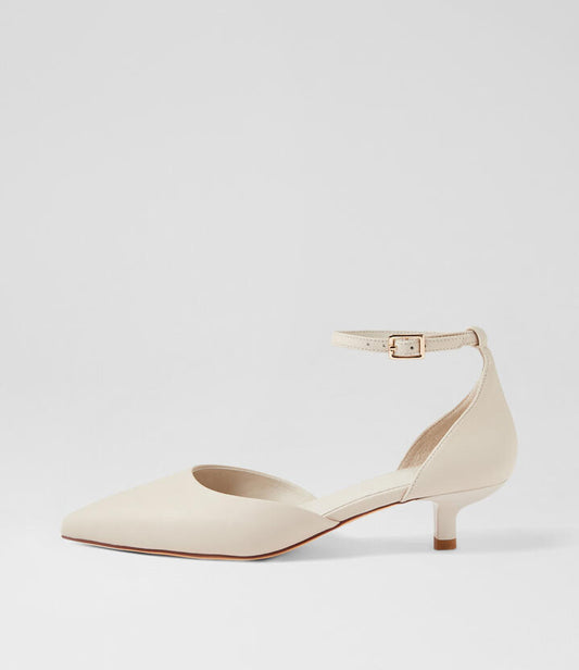Image of Heels. Productname: Cushla Cream Leather Pump Heels in Cream colour by brand - MOLLINI