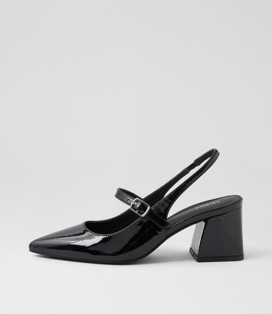 Image of Heels. Productname: Delaney Black Patent Leather Heels in BLACK colour by brand - MOLLINI