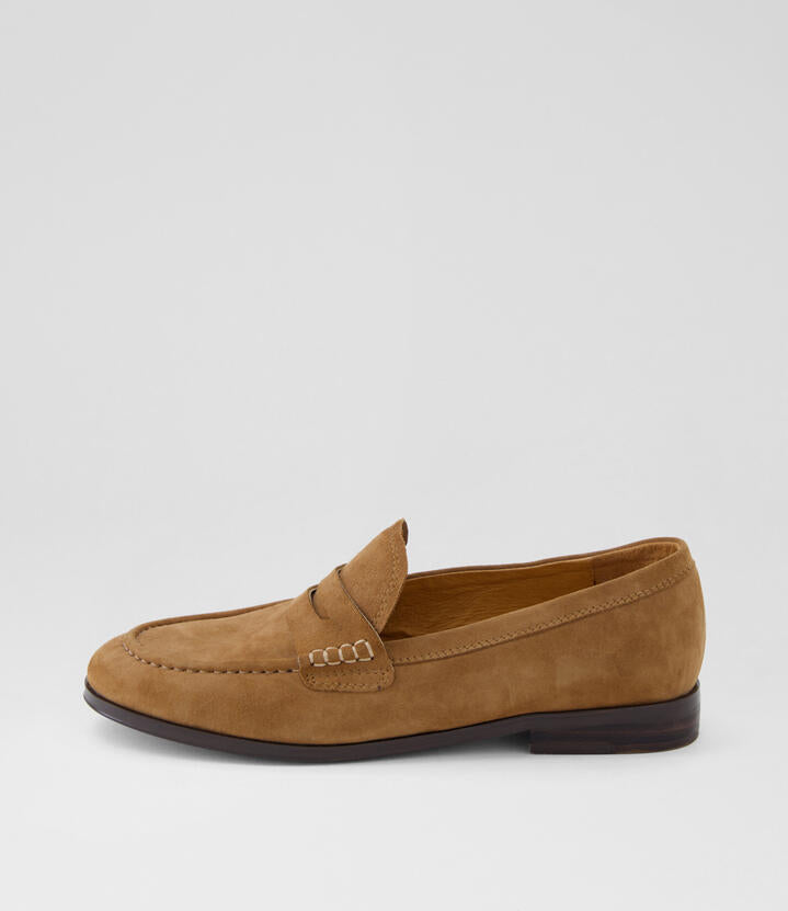 Image of Flats. Productname: Clarisa Coffee Suede Loafers in Coffee colour by brand - MOLLINI