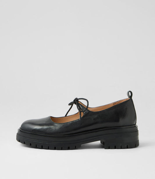 Image of Footwear. Productname: Alesya Black Leather Flat Shoes in BLACK colour by brand - MOLLINI