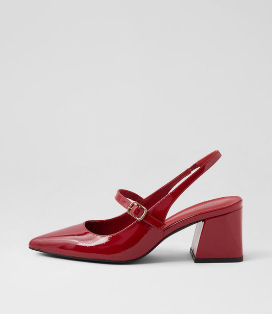 Image of Heels. Productname: Delaney Deep Red Patent Leather Heels in DEEP RED colour by brand - MOLLINI