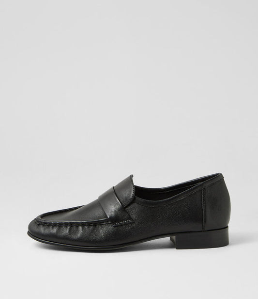 Image of Flats. Productname: Kylie Black Leather Loafers in BLACK colour by brand - MOLLINI
