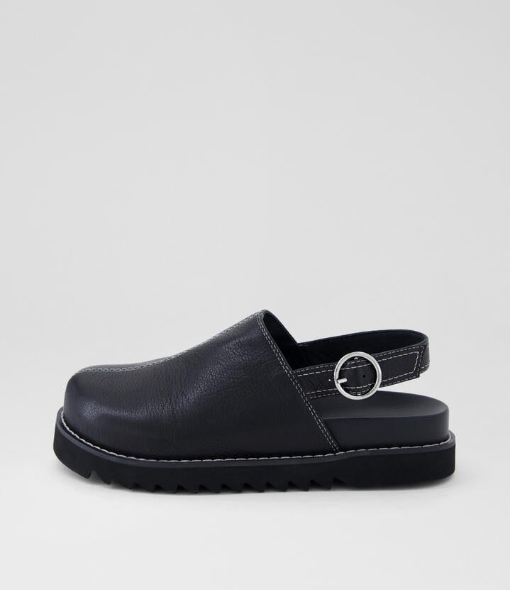 Image of Footwear. Productname: Mykla Black Leather Flat Shoes in BLACK colour by brand - MOLLINI