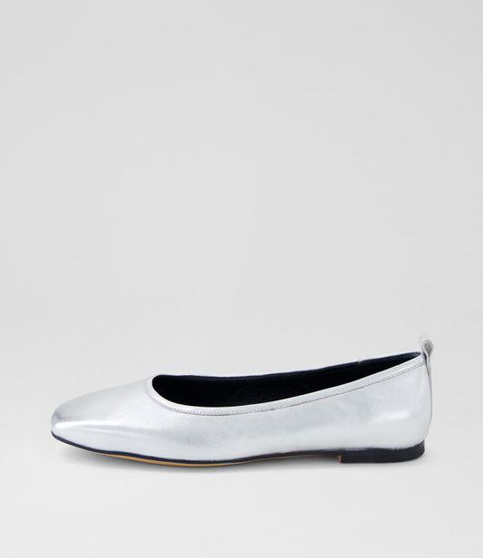 Image of Footwear. Productname: Noalla Silver Leather Ballet Flats in SILVER colour by brand - MOLLINI