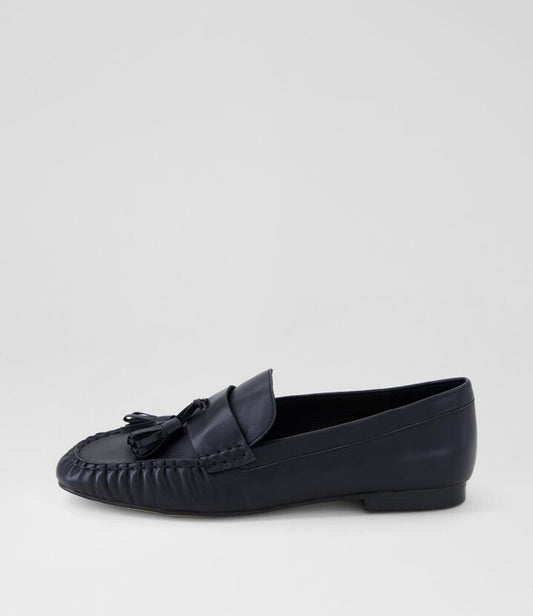 Image of Flats. Productname: Glaysia Black Leather Loafers in BLACK colour by brand - MOLLINI